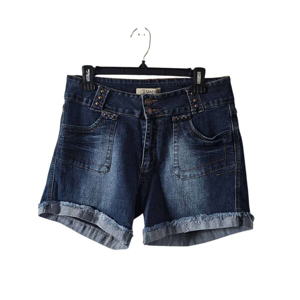Sandpiper Stretchy Cuffed Midi Jean Shorts Size 14 Mid Rise